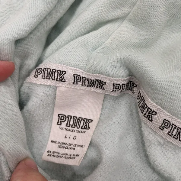 Victoria's Secret PINK Light Blue Zip Up Hoodie Size Large - Image 9