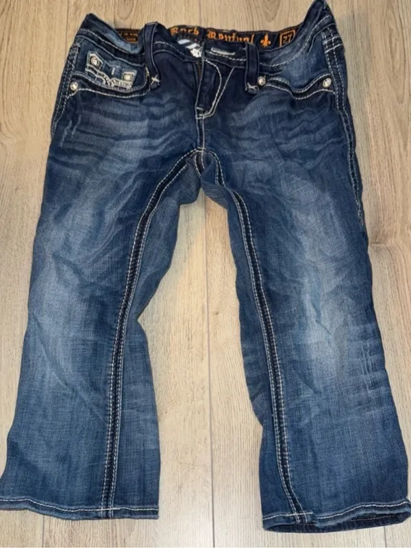 Rock revival sora capri crop cropped Women’s Blue Jeans denim - Image 4