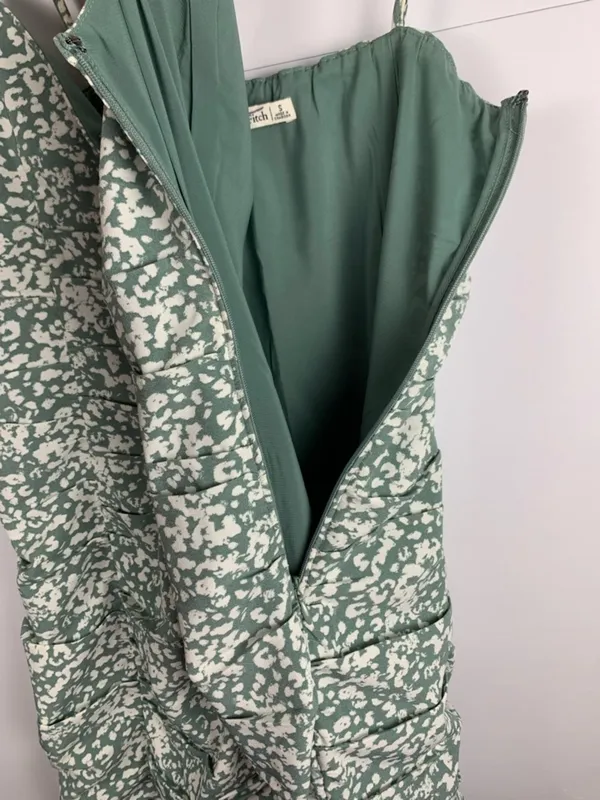 Abercrombie Fitch Womens S Sage Green Ruched Mini Dress Bodycon Party Y2K - Image 11