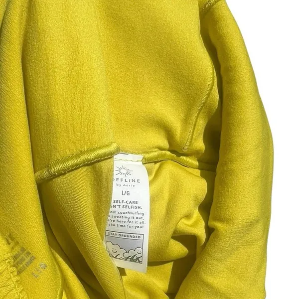 aerie offline real me 7/8 smocked waist leggings in yellow size large NWT - Image 5