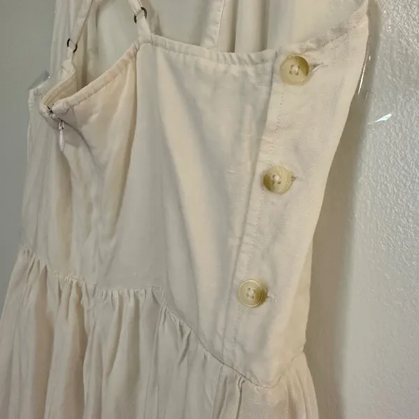 Abercrombie & Fitch | Women's White Linen Square Neck Cross Back Midi Dress, M - Image 5