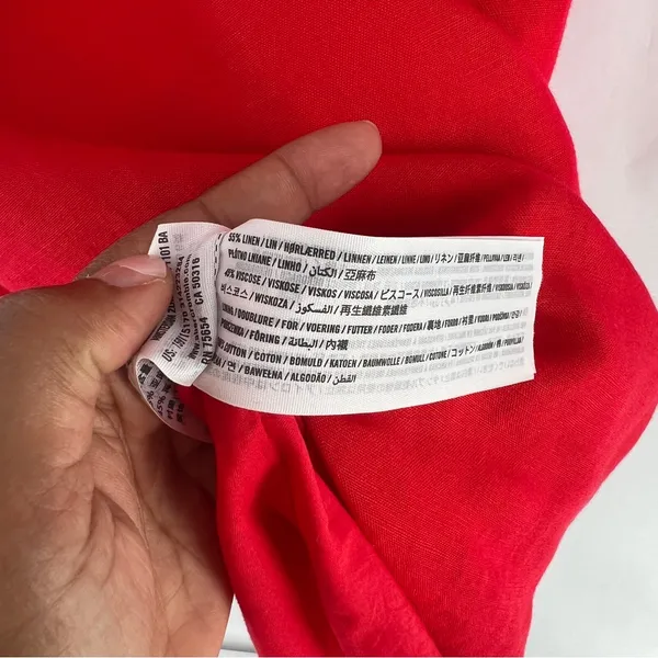 Abercrombie & Fitch Red‎ Linen Blend Off The Shoulder Sweetheart Midi Dress 6 - Image 8