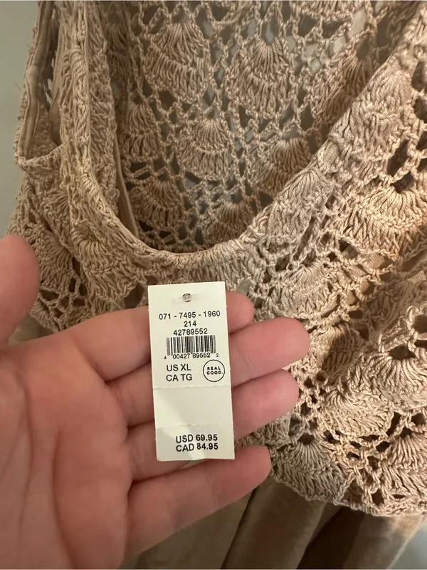 NWT Aerie Brown V Neck Crochet Top Maxi Dress - Image 2