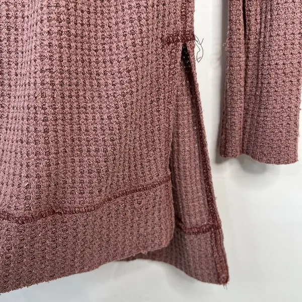 We The Free People Size S Tunic Top Kate‎ Thermal Off Shoulder Long Sleeve Mauve - Image 5