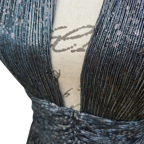 Sabina Musayev Bonita Dress Metallic Tiered Midi Plunge Sleeveless‎ Size XS - Image 9