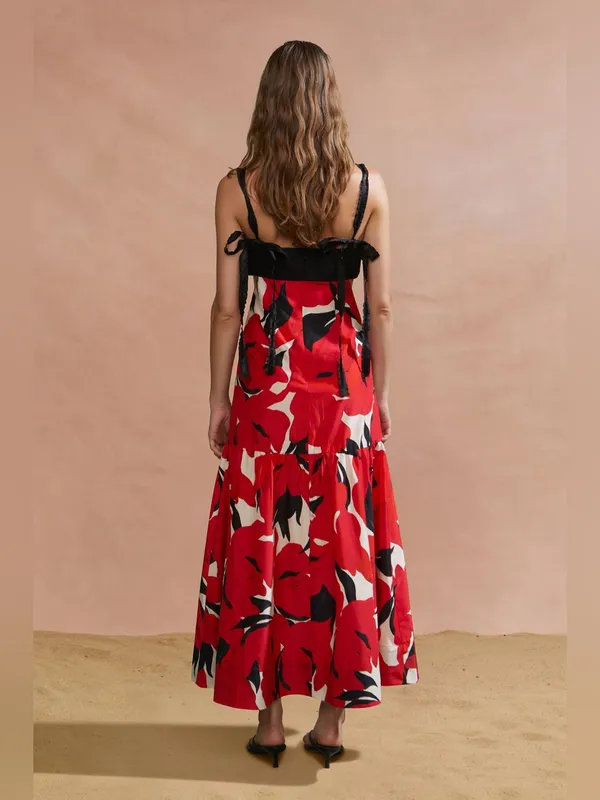 Amur Womens Selna Silk-Blend Midi Dress Red 10 - Image 2