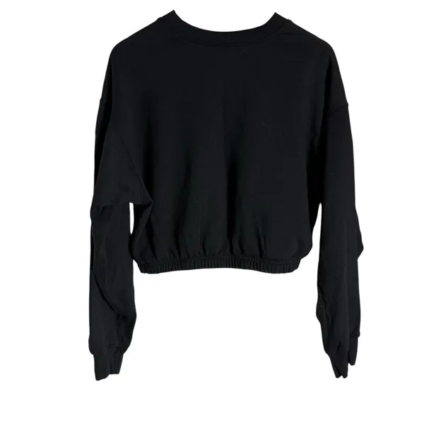 Alo Yoga Devotion Black Cropped Long Sleeve Crewneck Sweatshirt Small - Image 7