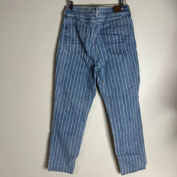 American eagle pin striped high rise mom‎ denim ankle jeans size 4 festival cute - Image 11