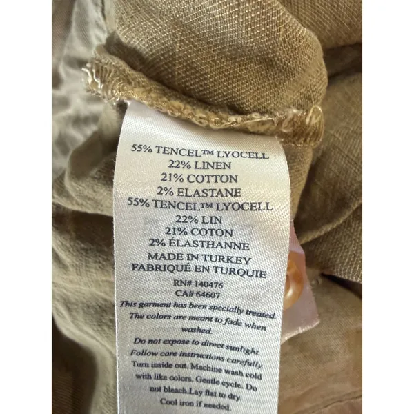 Faherty‎ Women Khaki Tan Linen Blend Pleated Tie Waist Shorts Size S High Rise - Image 5
