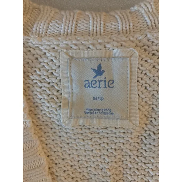 Aerie Cable Knit Cream Sweater Vest XS GrandmaCore Cozy Comfy Winter Cabincore - Image 10