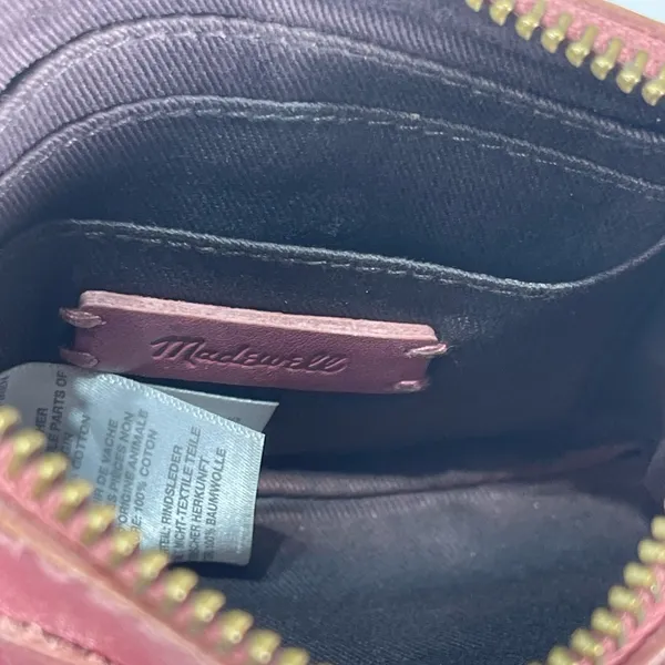 Madewell Leather Pocket Pouch Wallet Card Purse Dark Pink Small 4x5'' Preppy - Image 6
