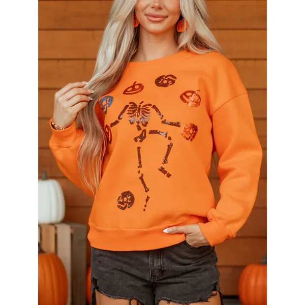 Dancing Critters Sequin Halloween Crewneck Sweatshirt - Image 5