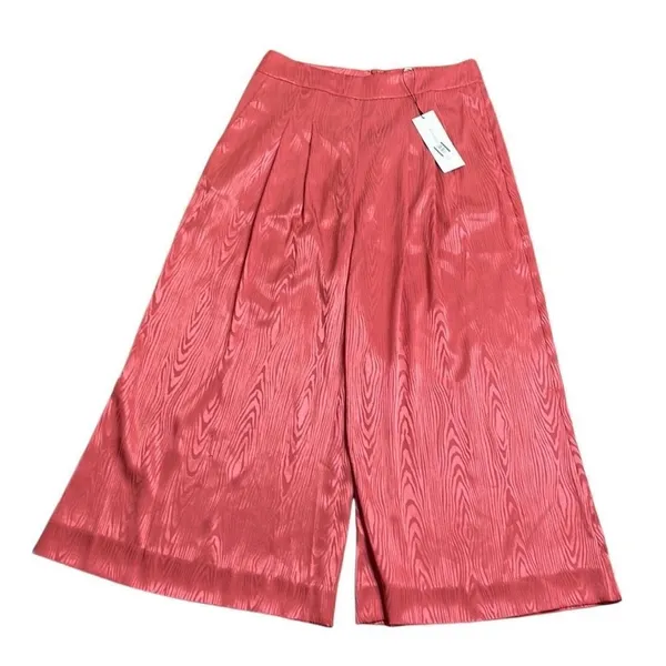 Veronica Beard Leonor Floral Print Linen Blend Crop Wide Leg Pants Melon 10 NWT - Image 2