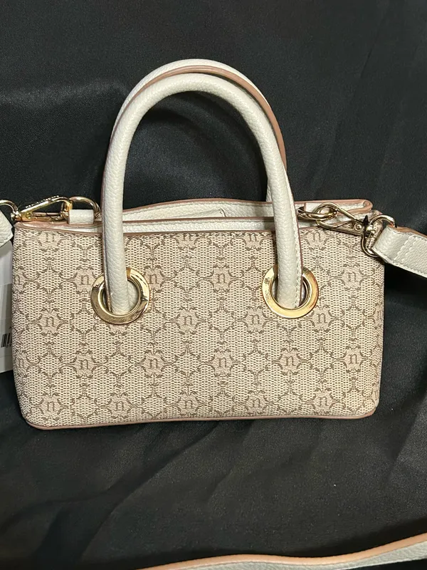Nanette Lepore Almond Logo Junyper Mini Satchel Cream Handles & Strap NWT - Image 2