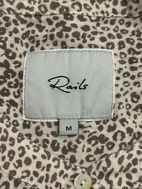 Rails Angelina Sand Cheetah Linen Blend Mini Dress New Size Medium Smocked - Image 9