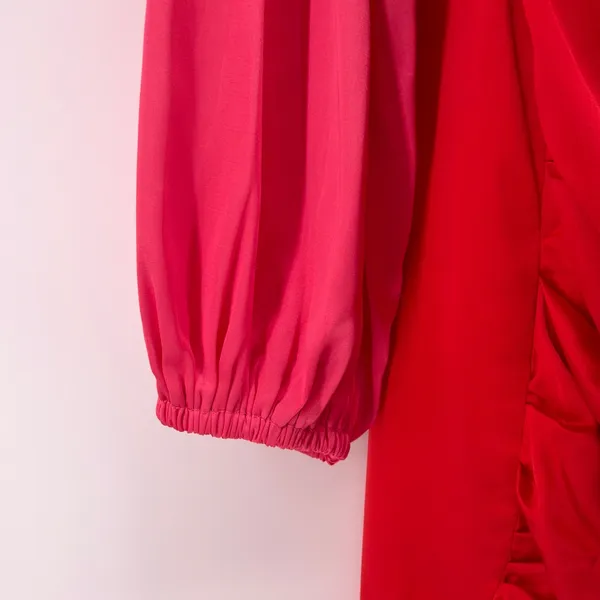 superdown Revolve Cheyanne Satin Deep V Plunge Colorblock Mini Dress Pink Red S - Image 3