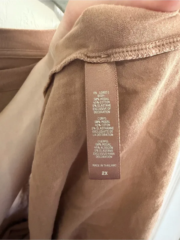 Skims Cotton Jersey Long Sleeve Shirt Brown Size 2X - Image 3