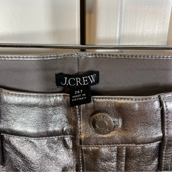 J. Crew Full-length demi-boot pant‎ in metallic faux leather 26T Tall holiday - Image 4