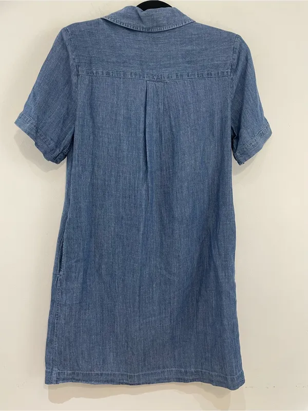 Faherty Hana Chambray Mini Shirtdress Tencel Linen XS Blue - Image 6