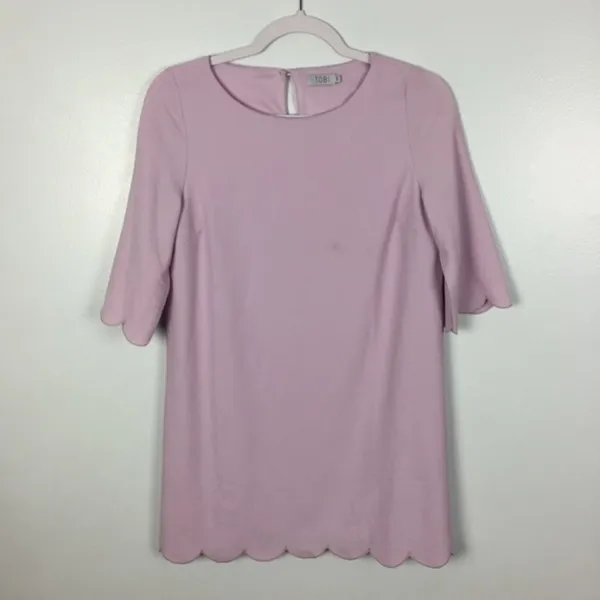 TOBI Womens Size S Pastel Purple Scalloped Edge 3/4 Sleeve Tunic‎ - Image 2