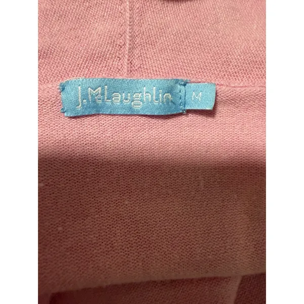 J McLaughlin Cardigan‎ Sweater Open Front Cotton Blend Pink Women's Medium - Image 9