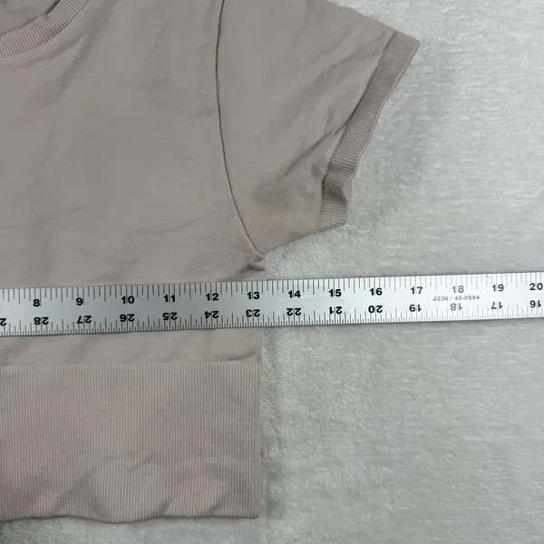 OFFLINE by Aerie Womens XS Seamless Short Sleeve Crop‎ Top Taupe Mauve xGS52G62 - Image 4
