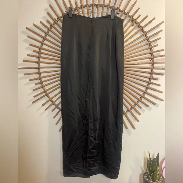 Princess Polly Black Satin Maxi Skirt with Ruching at Waist Sz 8 Goth Emo - Image 4
