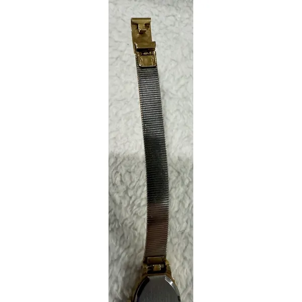 Elgin EK228-008 Quartz Women's Gold Tone Black Face Diamond‎ Accent Tank Watch - Image 8