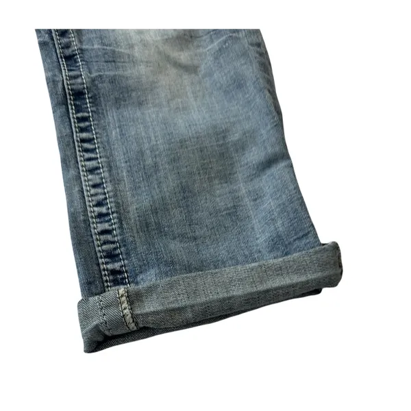 Miss Me Jeans Size 27 Womens Mid Rise Easy Crop Blue Distressed Embellished - Image 13