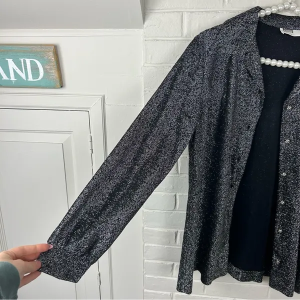Vintage Montgomery Ward Silver Sparkle Button Down Shirt + Tank Set - Image 9