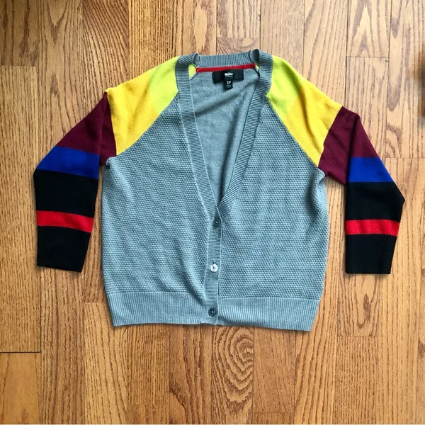 Mossimo Supply Co. Gray Cropped 90s Cardigan Colorblock Sleeves Women’s Size S - Image 10