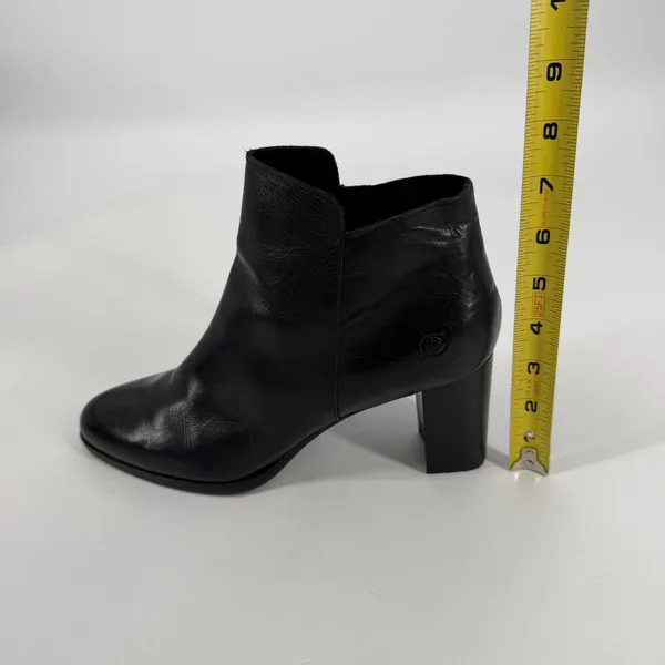 Born Black Leather Ankle Boots Block Heel Side Zip Womens Size 11‎ Comfort - Image 9