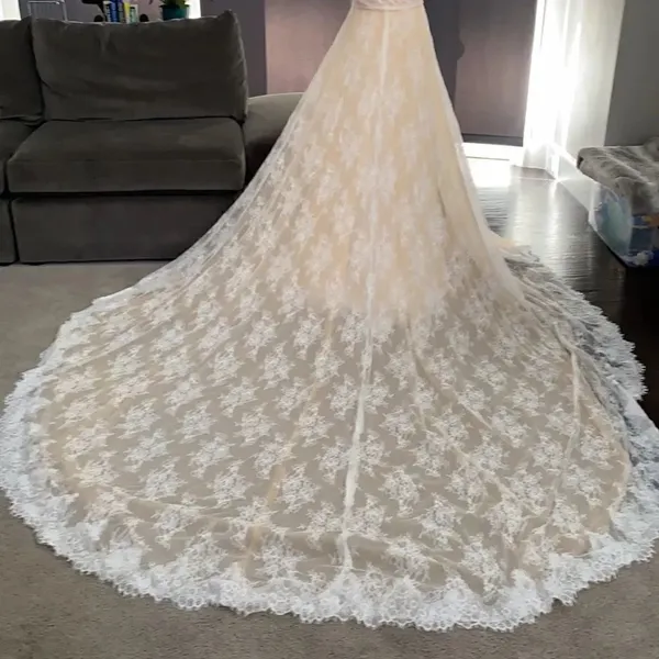 Women’s Strapless Formal Wedding Party Dress Size 4 &extra long train cape *READ - Image 12