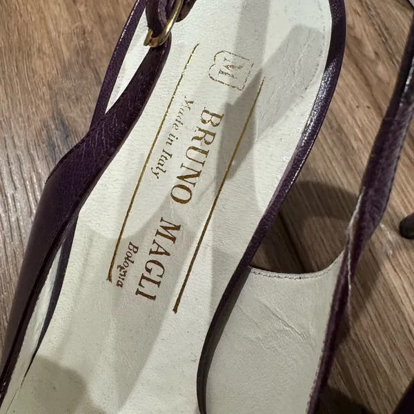 BRUNO MAGLI VINTAGE Italian Leather Designer Purple Slingback Kitten Heels | 7.5 - Image 3