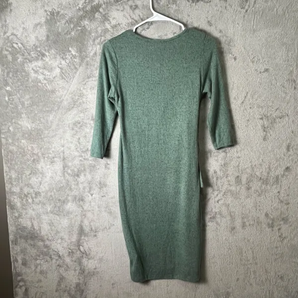 Pinkblush Mint Green Brushed Knit Wrap Fitted Nursing Dress V Neck Small‎ New - Image 3