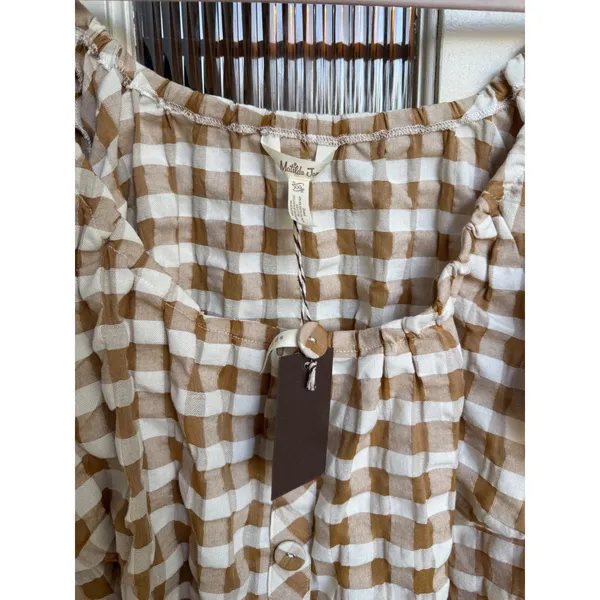 Matilda Jane Annabelle Off Shoulder Gingham Ruffle Sleeve Button Front Size‎ XXL - Image 6