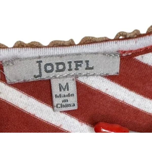 Jodifl Women's‎ Dress Flowy Ruffle Midi Striped Long Bell Sleeve Stretch Medium - Image 5