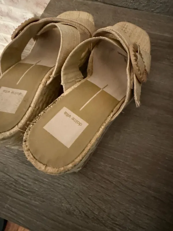 Dolce Vita Liesel Wedge Sandals Raffia Tan Size 8 - Image 4