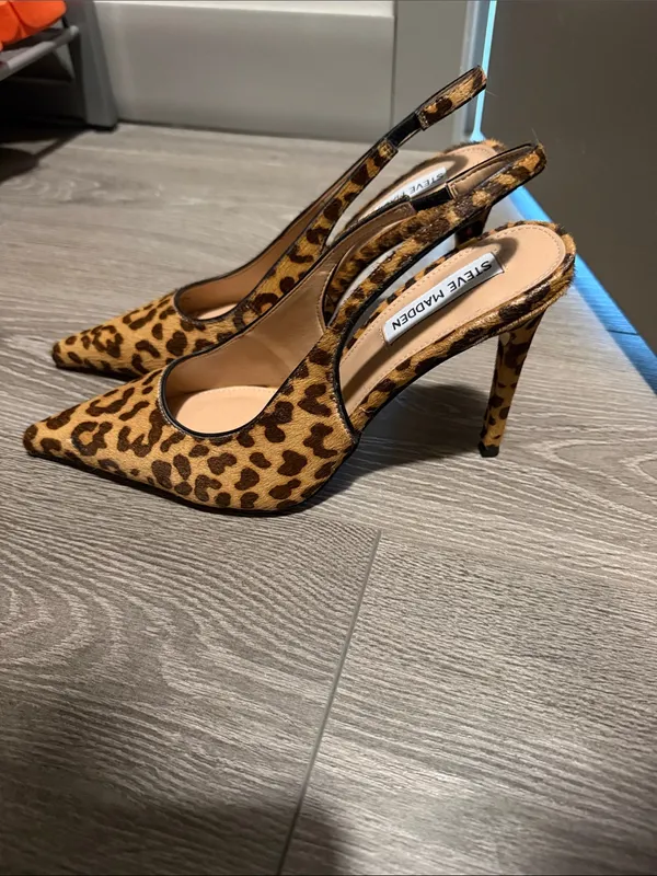 Steve Madden Leopard-Print Pointed Slingback Pumps - Tan/Black - Image 2