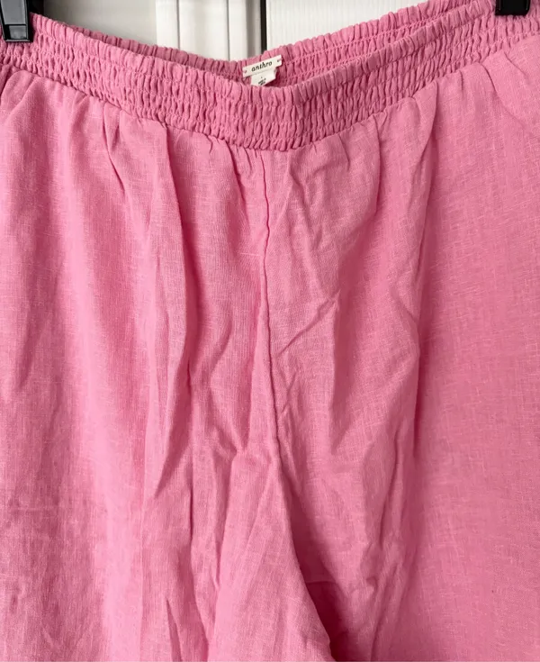 Anthropologie The Aubrey Smocked Linen Wide-Leg Pants, Size L - Image 6