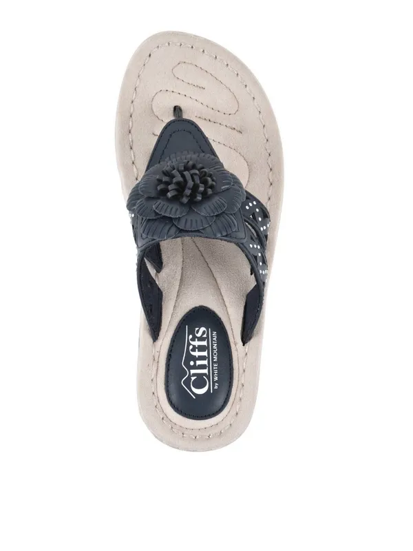 Cliffs by White Mountain Cynthia wedge thong Sandals Womens Size 8 wide Navy - Image 4