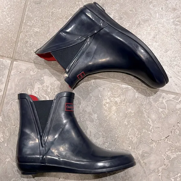Charter Club Cloudburst Outdoor Stretch Rain Boots in Navy EXCELLENT - Image 4