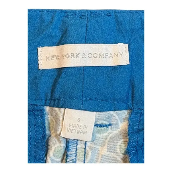 New York & Company Shorts Womens 8‎ Blue Green Geo Print Cotton Stretch Casual - Image 5