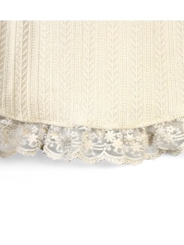 LULUS Women’s Coquette Appeal Cream Pointelle Lace Long Sleeve Top Size Medium - Image 6