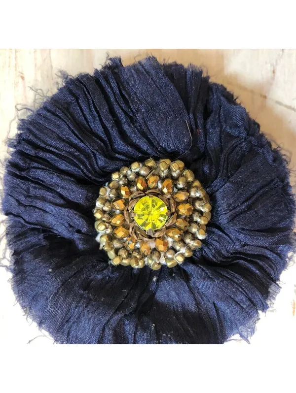 Anthropologie Set of 2 EUC Women's Boho Hair Clip/Broach/Pin Navy and Gray - Image 3