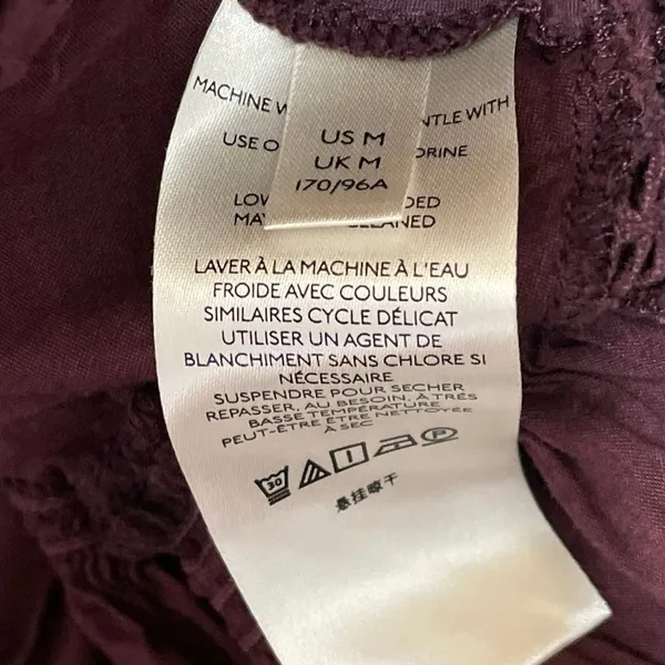 Free People Sunny Days Ahead Maroon Ruffle Tiered Boho Button Up Crop Top Size M - Image 6