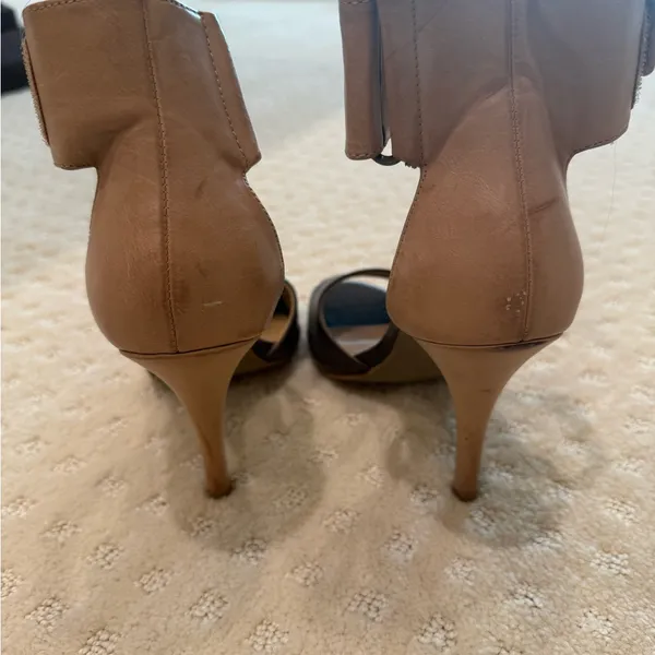 MIA Two-Tone Ankle Strap Heels – Brown & Tan, Size - Image 5