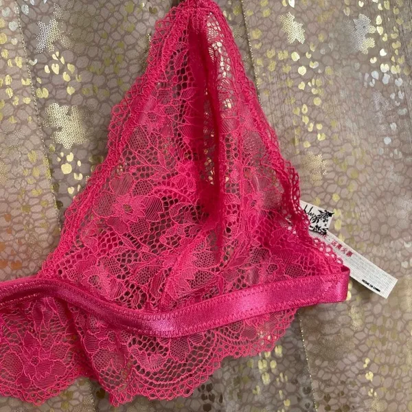 Free People Bright‎ Eyes Hot Pink Romantic Coquette Sheer Lace Bralette M NWOT - Image 3
