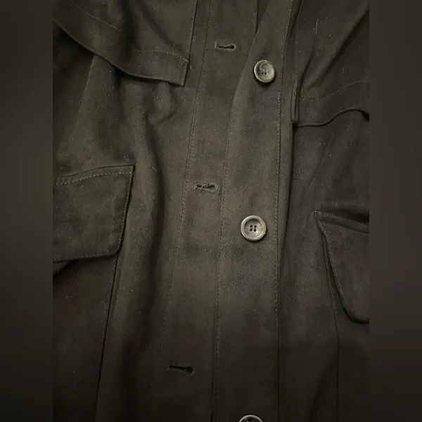 Zara Faux Suede Black Belted Trench Coat M - Image 11