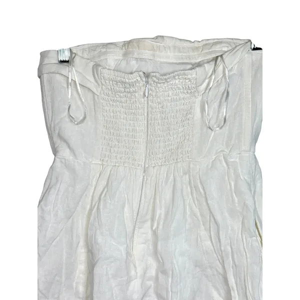 Abercrombie & Fitch White Linen Blend Smocked Strapless Mini Dress Women Size XS - Image 7